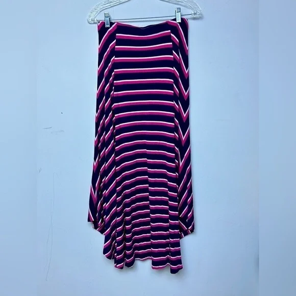 CHICO’S striped Pink/Blue Elastic waist pull on Maxi Skirt Size 0 4/6 US - Picture 2 of 10
